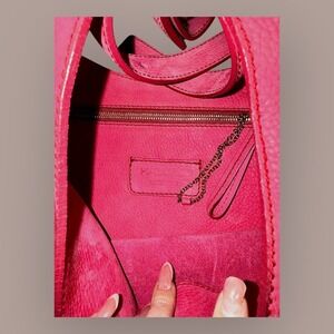 Halston Hobo Bag OS Pink Italian Pebbled Leather Vintage